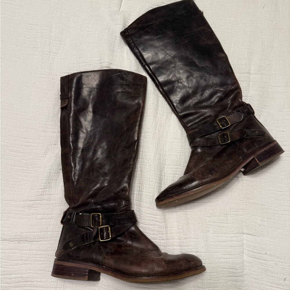 Dark Brown Leather Riding Boots